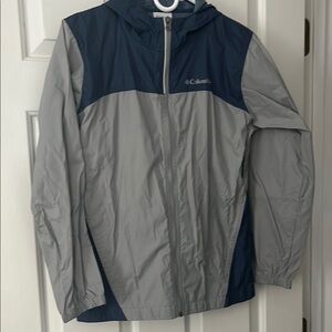 Boys Size L (14/16) Columbia Gray and Blue Windbreaker Jacket